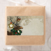Elegance Kerstmis Deer Antlers Damask Etiket (Insitu)