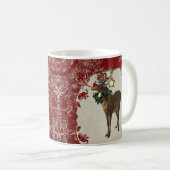  Elegance Kerstmis Deer Antlers Damask Koffiemok (Voorkant rechts)
