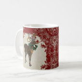  Elegance Kerstmis Deer Antlers Damask Koffiemok (Voorkant links)