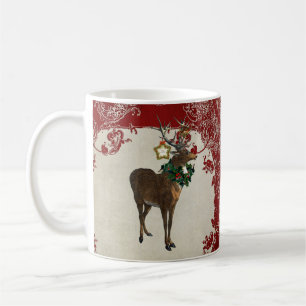  Elegance Kerstmis Deer Antlers Damask Koffiemok