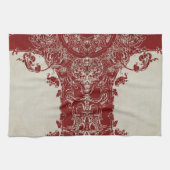  Elegance Kerstmis Deer Antlers Damask Theedoek (Horizontaal)