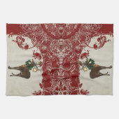  Elegance Kerstmis Deer Antlers Damask Theedoek (Horizontaal)