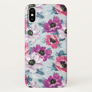 Elegance kleurenbloemen patroon op blauw iPhone x hoesje