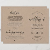 Elegance Kraft Cérémonie Mariage, Programme pliabl (Devant / Derrière)