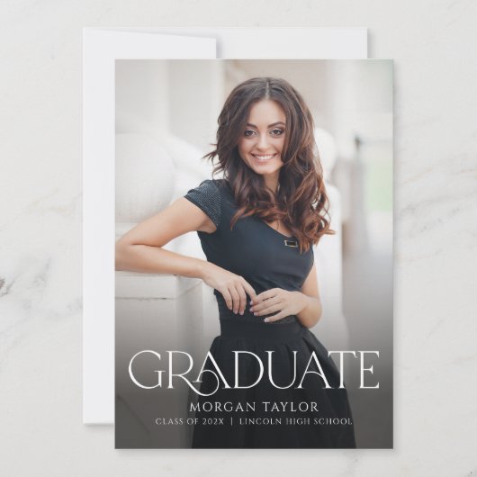 Élégance minime gracieuse Faire-part Grad Photo (Devant)