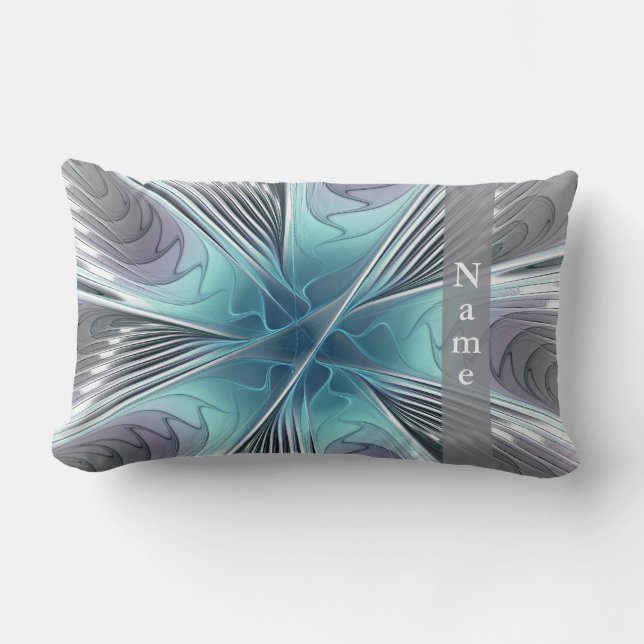 Elegance Modern Art Blue Grey White Flower Kussen (Voorkant)