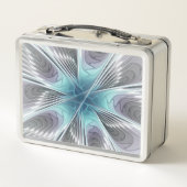 Elegance Modern Blue Grey White Fractal Art Flower (Achterkant)