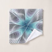 Elegance Modern Blue Grey White Fractal Art Flower Bad Handdoek (Wasdoekje)