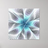 Elegance Modern Blue Grey White Fractal Art Flower Canvas Afdruk (Voorkant)