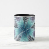 Elegance Modern Blue Grey White Fractal Art Flower Mok (Midden)