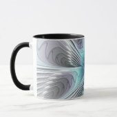 Elegance Modern Blue Grey White Fractal Art Flower Mok (Links)