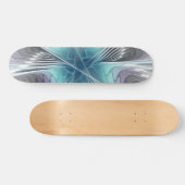 Elegance Modern Blue Grey White Fractal Art Flower Skateboard (Horizontaal)