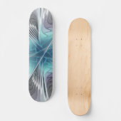 Elegance Modern Blue Grey White Fractal Art Flower Skateboard (Voorkant)