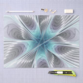 Elegance Modern Blue Grey White Fractal Art Flower Tissuepapier (Craft)