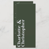 Elegance & Modern Flair Dark Green Wedding Menu (Voorkant / Achterkant)