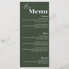 Elegance & Modern Flair Dark Green Wedding Menu