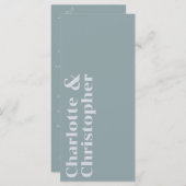 Elegance & Modern Flair Dusty Blue Wedding Menu (Voorkant / Achterkant)