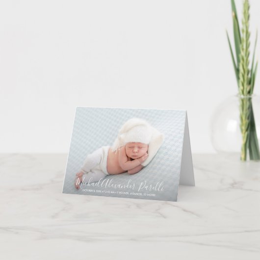 Elegance moderne bébé garçon photo Faire-part de n (Devant)
