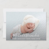 Elegance moderne bébé garçon photo Faire-part de n (Devant)