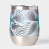 Elégance Moderne Bleu Gris Blanc Fractage Art Flow (Droite)