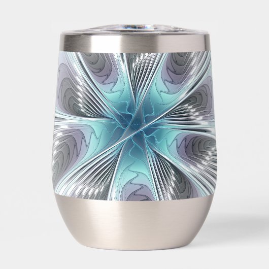 Elégance Moderne Bleu Gris Blanc Fractage Art Flow (Avant)