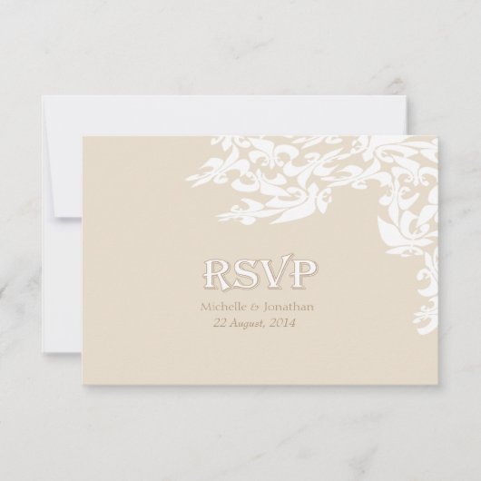 Elegance moderne Ecru Fleur de Lis RSVP (Devant)