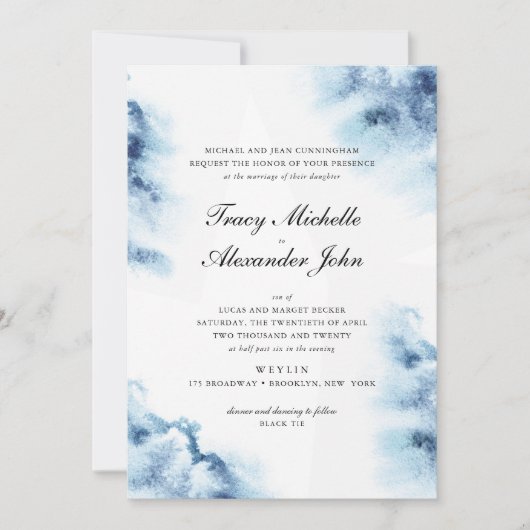 Elégance moderne Faire-part de mariage d'aquarelle (Devant)