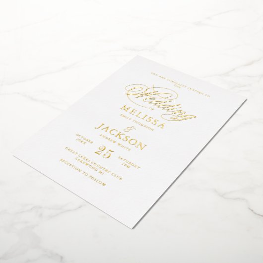 Elégance moderne or Mariage Foil Invitation (Rotation)