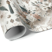 Élégance Moderne Papier Cadeau Mariage Perle et De (Coin rond)