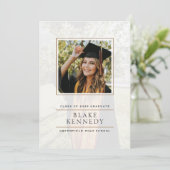 Élégance moderne Vellum encadré Grad Faire-part (Debout devant)