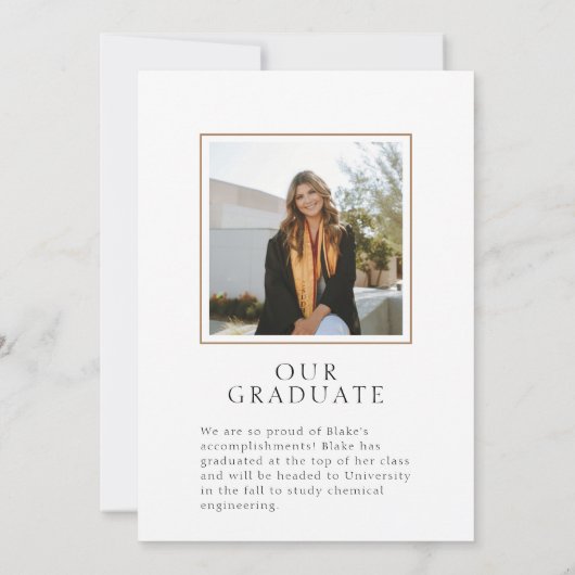 Élégance moderne Vellum encadré Grad Faire-part (Dos)