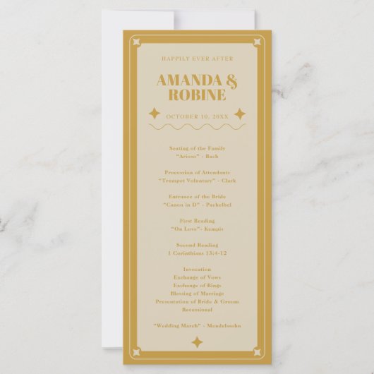 Elégance Moderne Vintage Mariage Programmes (Devant)