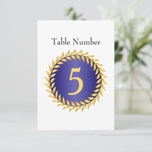 Élégance Monogramme Bleu Royal Numéro de Table (Debout devant)