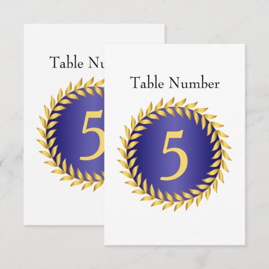 Élégance Monogramme Bleu Royal Numéro de Table (Devant / Derrière)