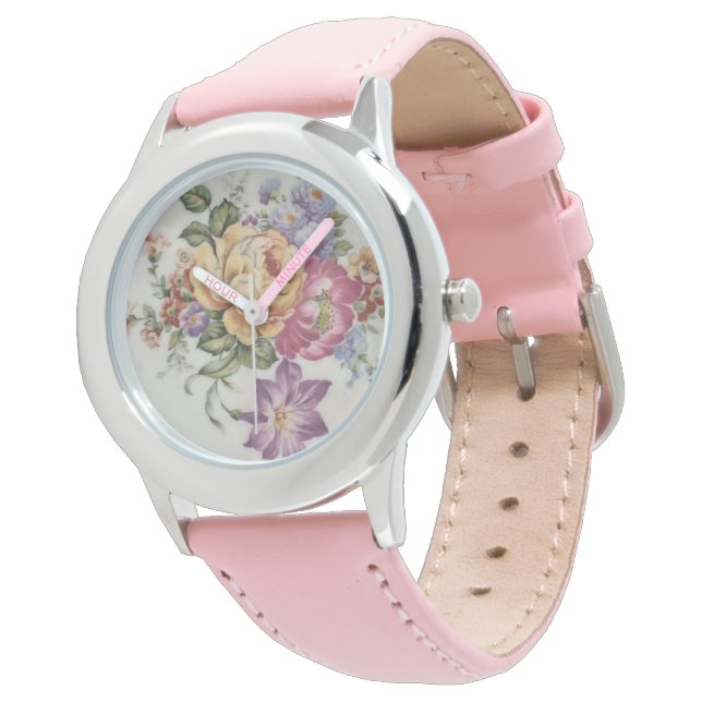 Élégance : Montre Florale Inspiré Porcelaine (Incliné)
