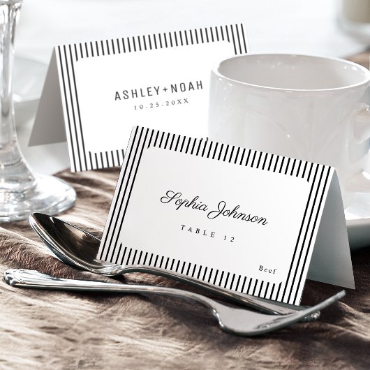 Élégance Noir & Blanc Carte de Table Pliable de Cl