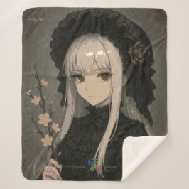 Elegance of the Midnight Blossom Maiden Premium Sherpa Deken