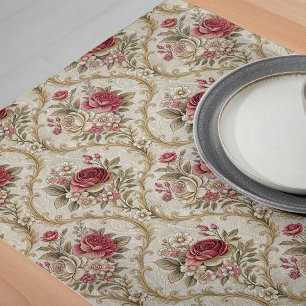 Elegance Ongerolde Bloemen Damasktafel Runner Lange Tafelloper