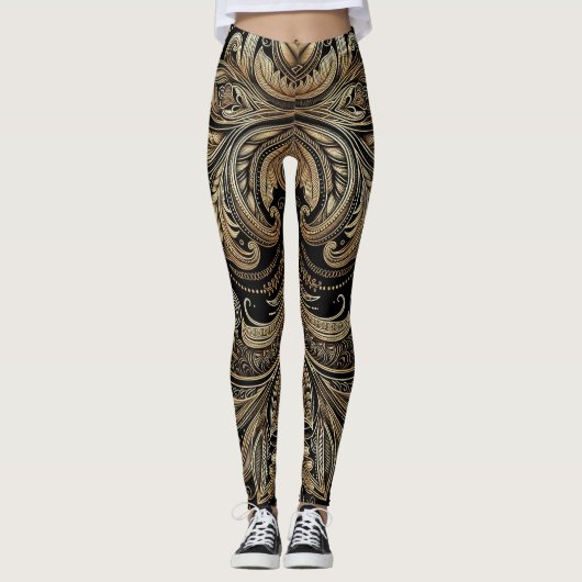 Élégance or baroque Luxueux Leggings ornementaux (Devant)