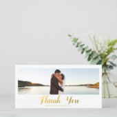 Élégance or | Carte photo mariage Merci (Debout devant)