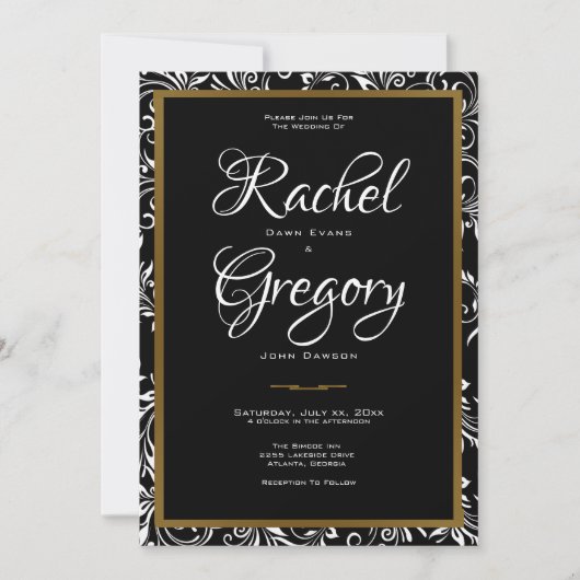 Elégance - Or & Noir - Faire-part de mariage (Devant)