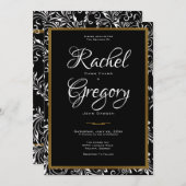 Elégance - Or & Noir - Faire-part de mariage (Devant / Derrière)