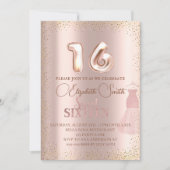 Elégance or rose, invitation sweet sixteen (Devant)