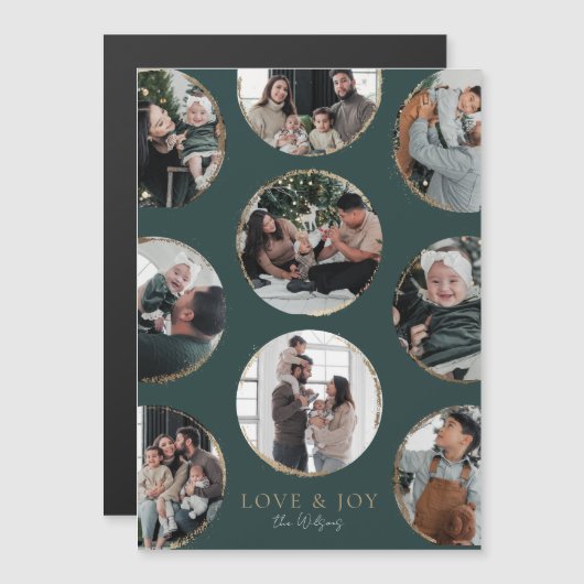 Élégance ornementale Vert foncé Carte photo magnét (Devant / Derrière)