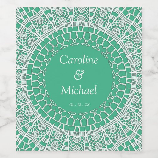 Elegance Party Bruiloft Wit Kant Wijn Etiket (Enkel label)