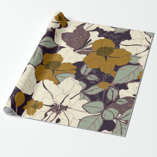 Elegance pattern with flowers and leaf. Floral vin Cadeaupapier