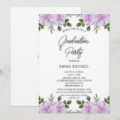Élégance Purple Floral Graduation Party Invitation (Devant / Derrière)