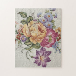 Élégance : Puzzle floral d'inspiration porcelaine