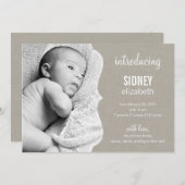 Élégance raffinée Faire-part de naissance bébé (Devant / Derrière)