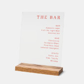 Elegance Red Text Bar Menu Acryl Bord (Hoek)